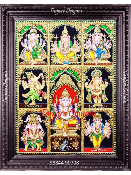8 Ashtavinayak Ganpati Tanjore Painting
